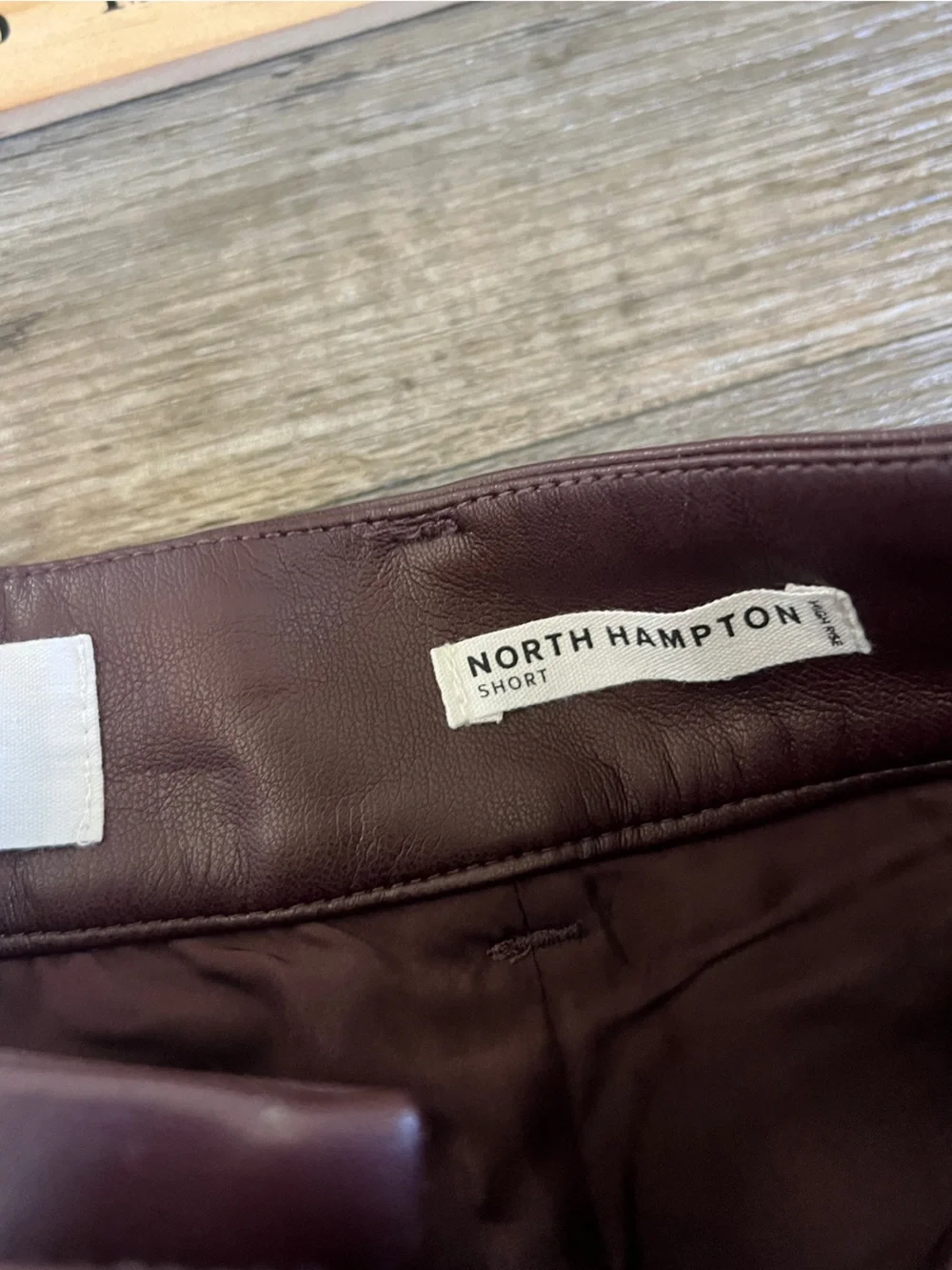 Dear John Vegan Leather North Hampton Short in Brown Burgundy
